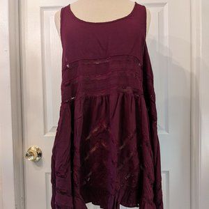 Intimately Free People Maroon Lacey Boho Mini Dress S/P